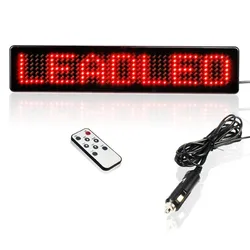 23cm 12v led controle remoto de sinal de carro, programável, rolagem de mensagem, tela led de exibição 7x41 pixels