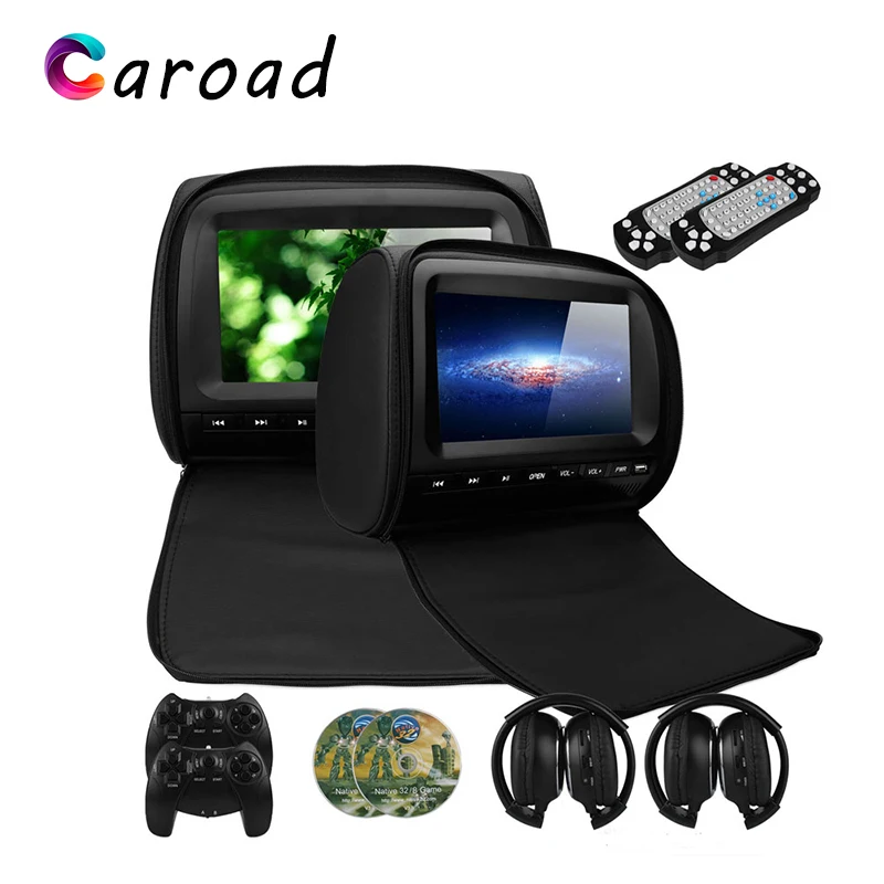 

Car Headrest DVD Player 2PCS 9 Inch Digital Screen Car Headrest Monitor With Zipper Cover Support IR/FM/USB/SD/Speaker/Game MP5