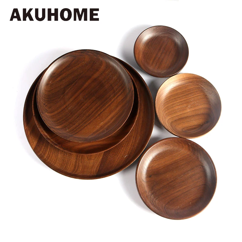 Buy High Quality Plates Black Walnut Wooden Tableware