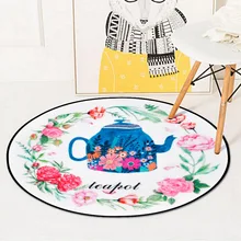 Китайский цветочный чайник с принтом, круглый Детский ковер, спальня, гостиная, домашний декор, плотный круглый мягкий ковер, нескользящий дизайнерский Половик