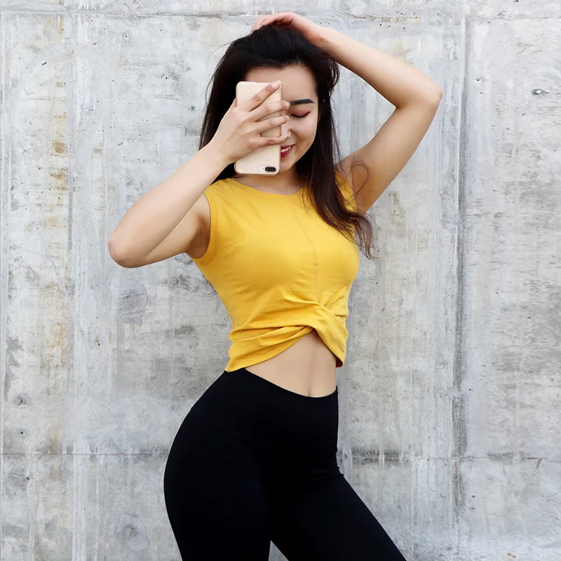 

UVINI Fashion Cross Sport Vest Women Loose Fit Solid Yoga Cropped Tops Fitness Vest Breathable O-neck Gym Athletic Tank Tops