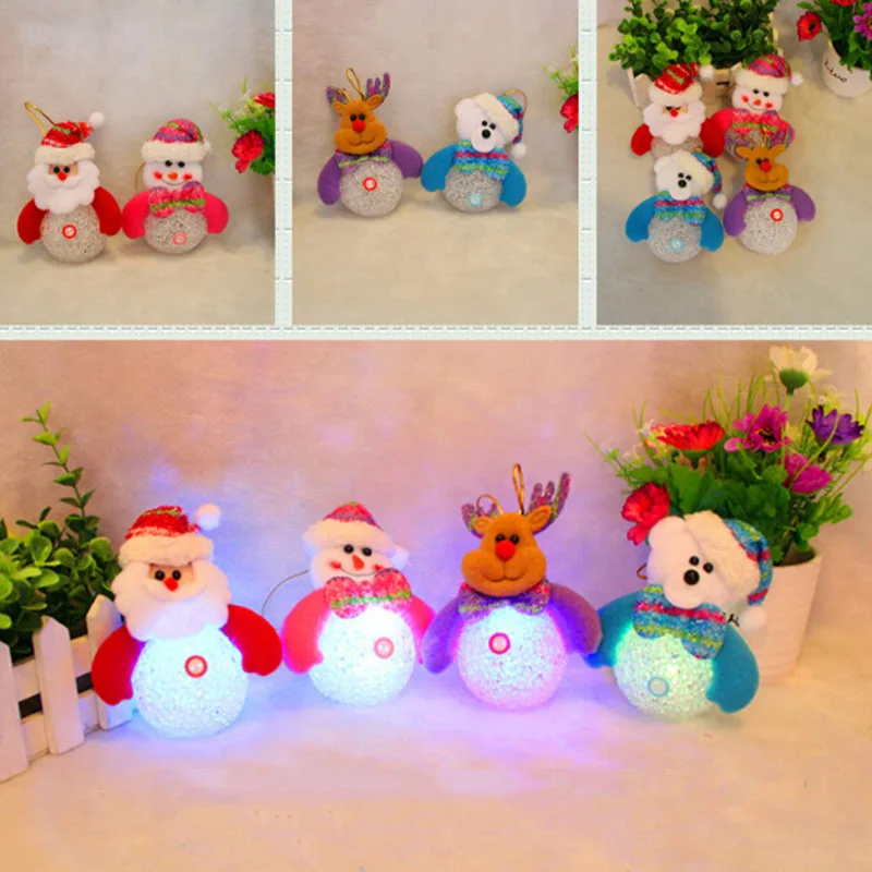 4pcs santa claus snowman deer elk bear light pendant gift discount christmas ornaments bulk
