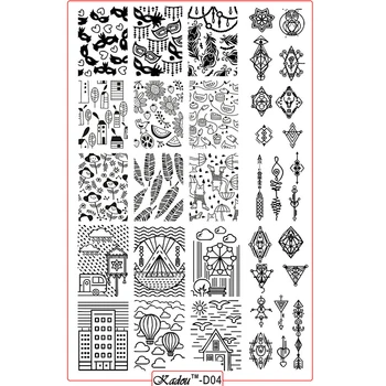 

Kadou-D04 Big Size 2018 New Arrival Stemping Stamping Nail Art Polish Template 3D Nail Stencil With Protectiveback 1pcs