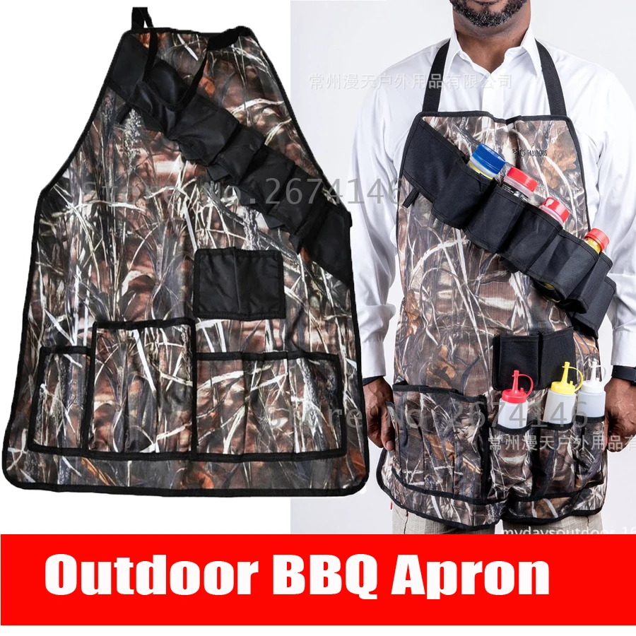 Camouflage Outdoor Barbecue Picnic Apron Multifunction Waterproof BBQ