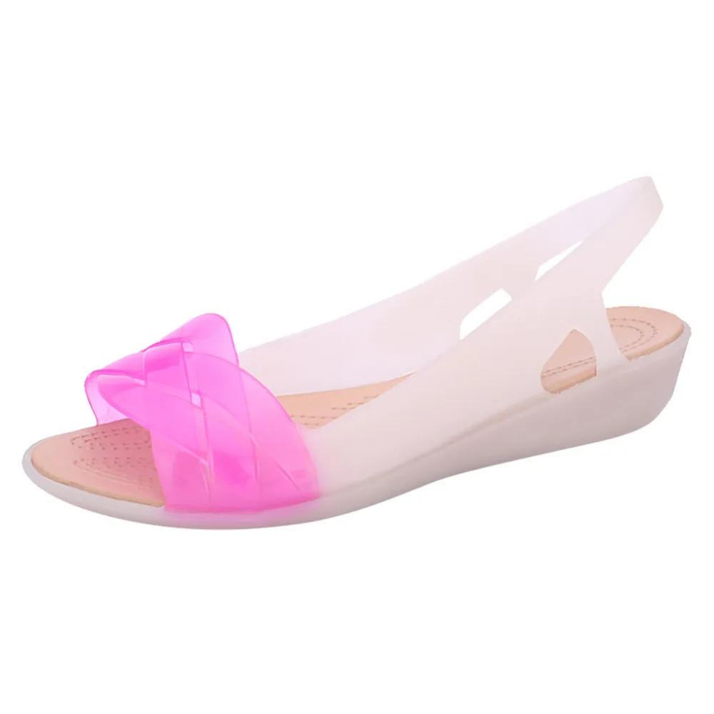 2019 women's beach sandals jelly shoes flat sandals soft color candy summer casual sandals gladiator sandals ladies 40J25 (5)