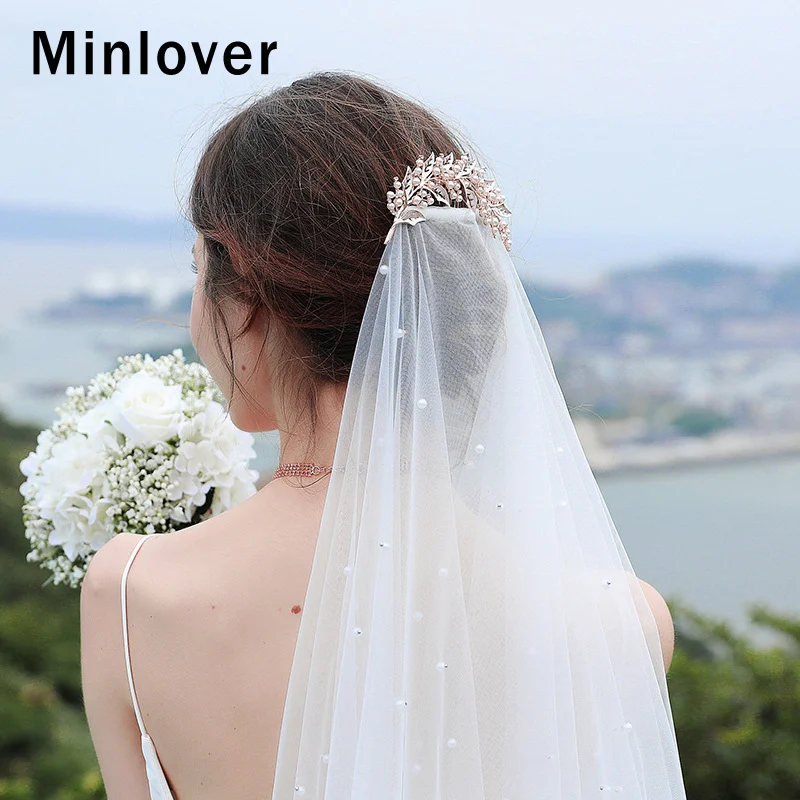 Minlover Искусственный жемчуг лист свадебные гребни для волос/шпильки свадебная