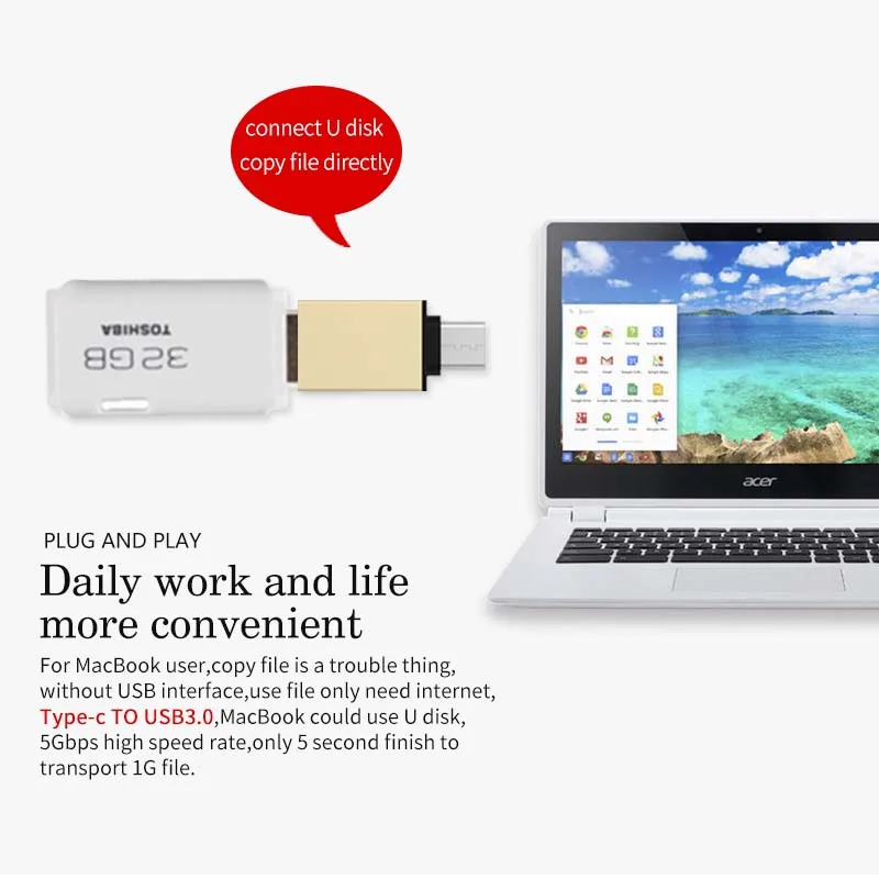 Адаптер Ascromy Micro USB 3 0 OTG type c 1 usb конвертер на u диск с клавиатурой адаптер для MacBook