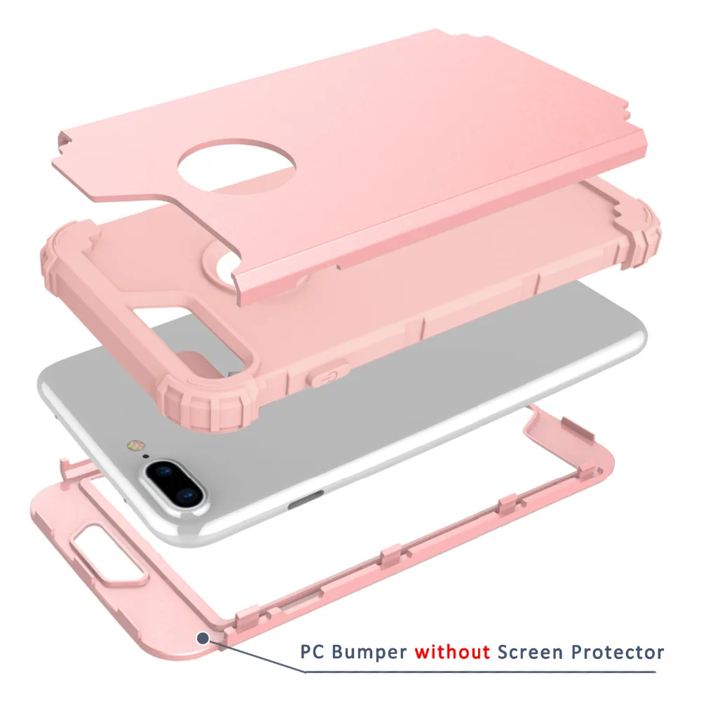 3 в 1 от смешанного воздействия Защитная крышка для iPhone 7 8 Plus силиконовая резиновая кожа Жесткий комбинированный бампер чехол для iPhone 7Plus 8 Plus крышка