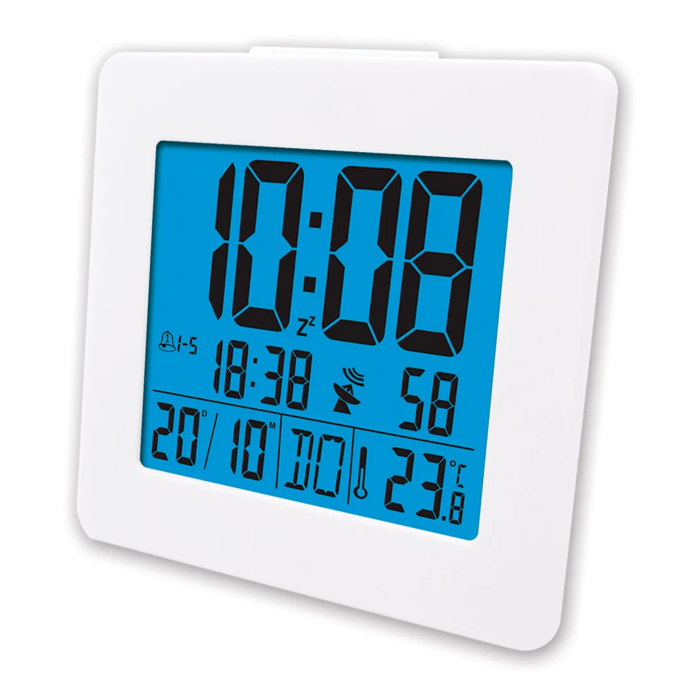 

DYKIE Weather Station with Indoor Temperature Blue Backlight Mini Portable Alarm Clock Snooze Available Radio Control Time