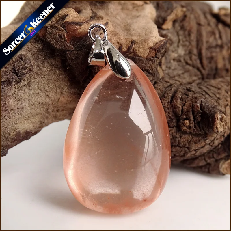 Для женщин Jewelry Цепочки и ожерелья Мода Редкие натуральный камень красный кролик волосы мех Рутиловый Кварц полированный кулон YS275