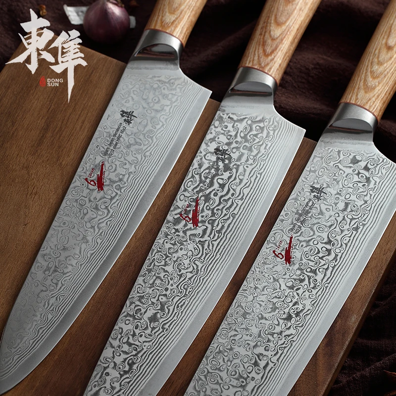 Japan's 67 layer VG10 Damascus knife Chef Knives Cleaver Slicing Utility Vegetable Kitchen Give Black walnut wood scabbard
