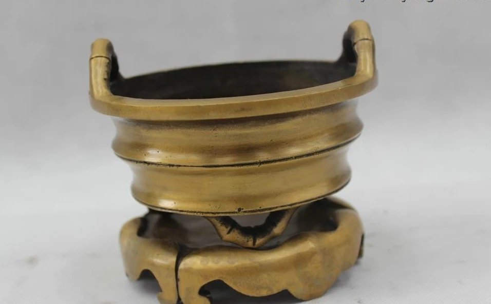 

4"Chinese Marked Folk Pure Bronze Lucky Tree flower Burner incense burner Statue