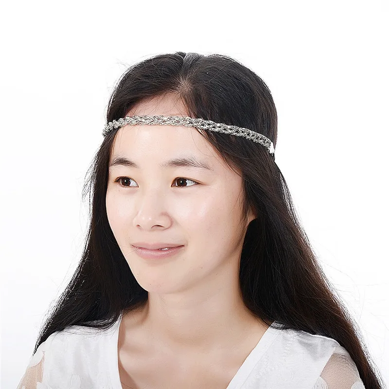 black head scarf 1PC Fashion Hair Tie Scrunchy Metal Chain Headband Elastic Hair Band Headwear Rubber Bands Women Girls Hair Accessories best headbands for women