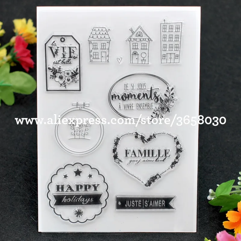 

French FAMILLE A VIVRE ENSEMBLE Heart Scrapbook DIY photo cards rubber stamp clear stamp transparent stamp 11x16cm 8072349