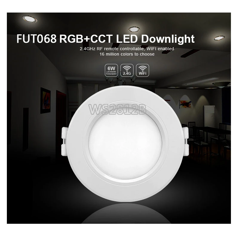 outdoor downlights smart 6W RGB + CCT LED Downlight 110V 220V dimmable  recessed Led ceiling panel lights compatible FUT092 remote/WIFI APP control flush ceiling lights