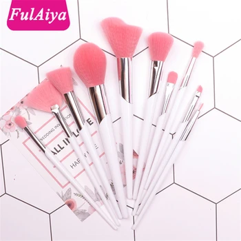 

Lovely White FB Style 10Pcs Makeup Brushes Set Powder Brush Sculpting Blush Brush Eyeshadow Blending Cosmetic Brush Kit