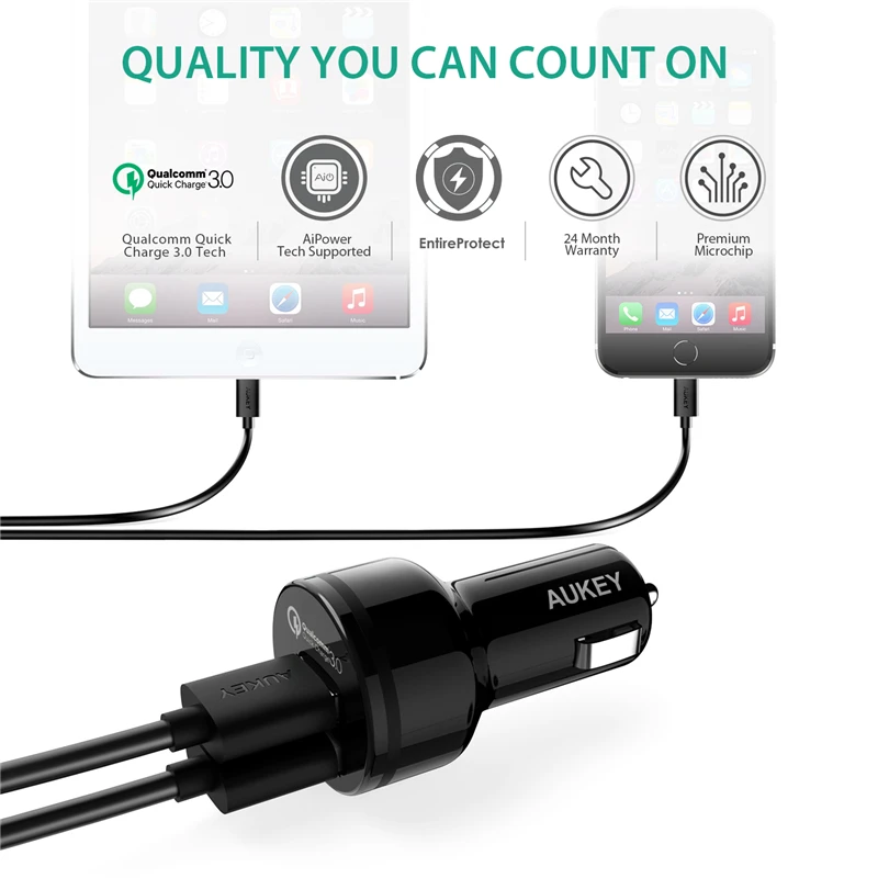 Aukey 36w Car Charger Usb Quick Charge 3 0 Universal Aukey 36w Car Charger Usb Quick Charge 3 0 Universal Fast Charging For Galaxy S8 Xiaomi Mi5 Iphone And More Phone In Chargers From