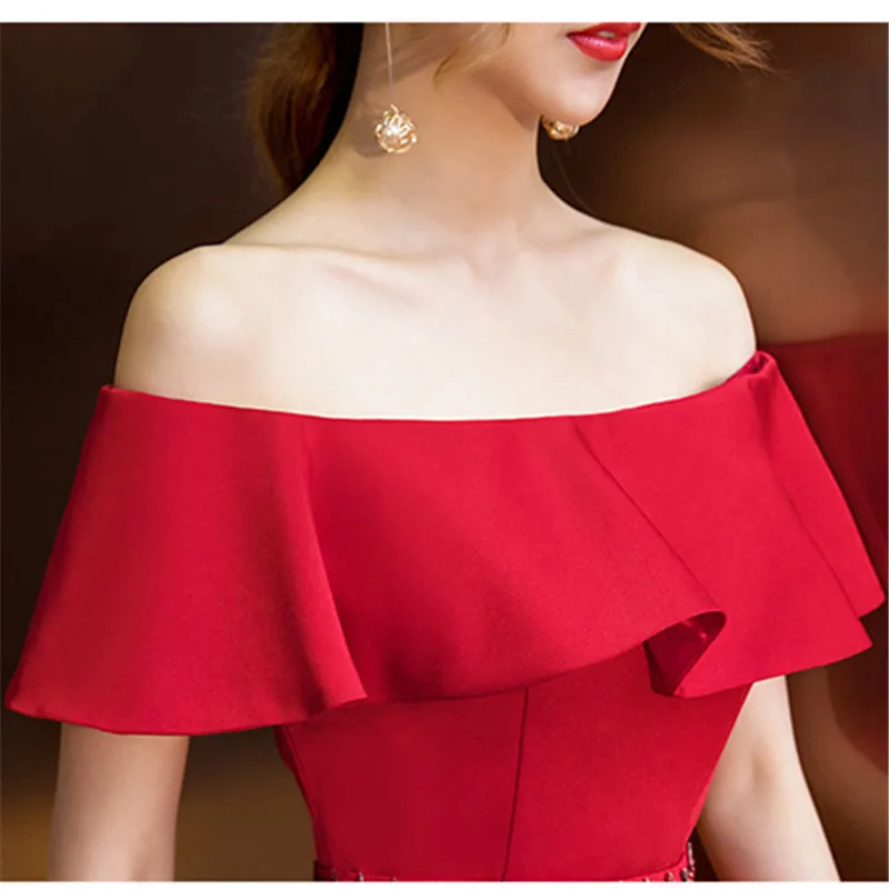 Beauty Emily Evening Dress Long Elegant Mermaid Women Party Dress Boat Neck Cap Sleeve Robe de Soiree Plus Size 2019