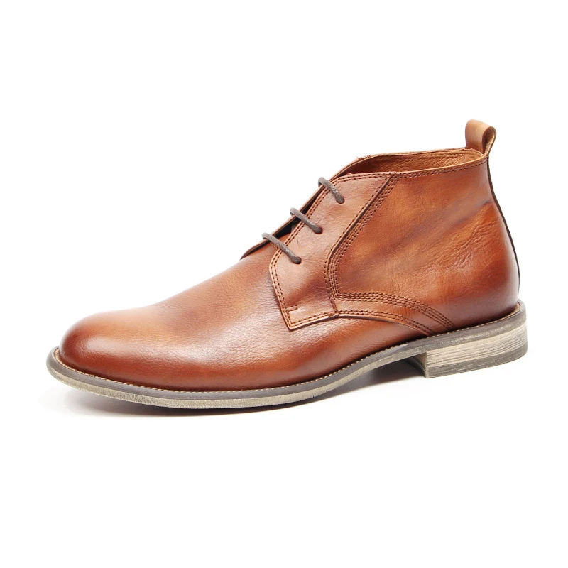 

Brogue Boots Men Leather Ankle Boots Breathable Shoes Lace-up Teenager Winter Shoes For Men Waterproof Round Toe Martin Boots