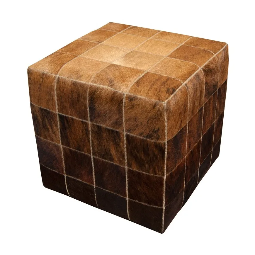 

cowhide cube ottoman beige - medium brown - dark brown - pony skin natural fur stool