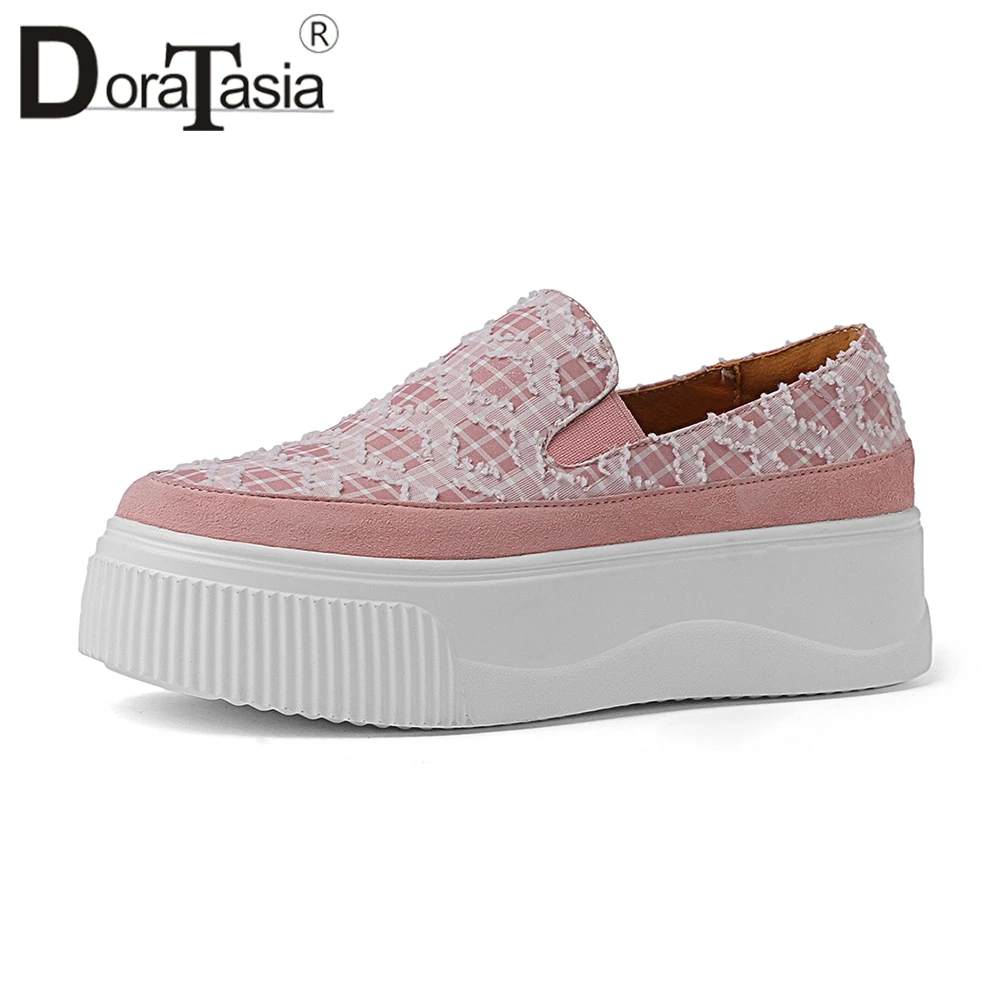 

DORATASIA 2019 Spring New Natural Kid Suede Women Loafers slip-on Girl Flat Platform Shoes Woman Casual Comfortable Flats 33-42