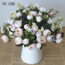 Йо Чо Свадебная роза букет невесты букет из камелий высокого качества искусственные шелковые цветы композиция украшения для домашнего