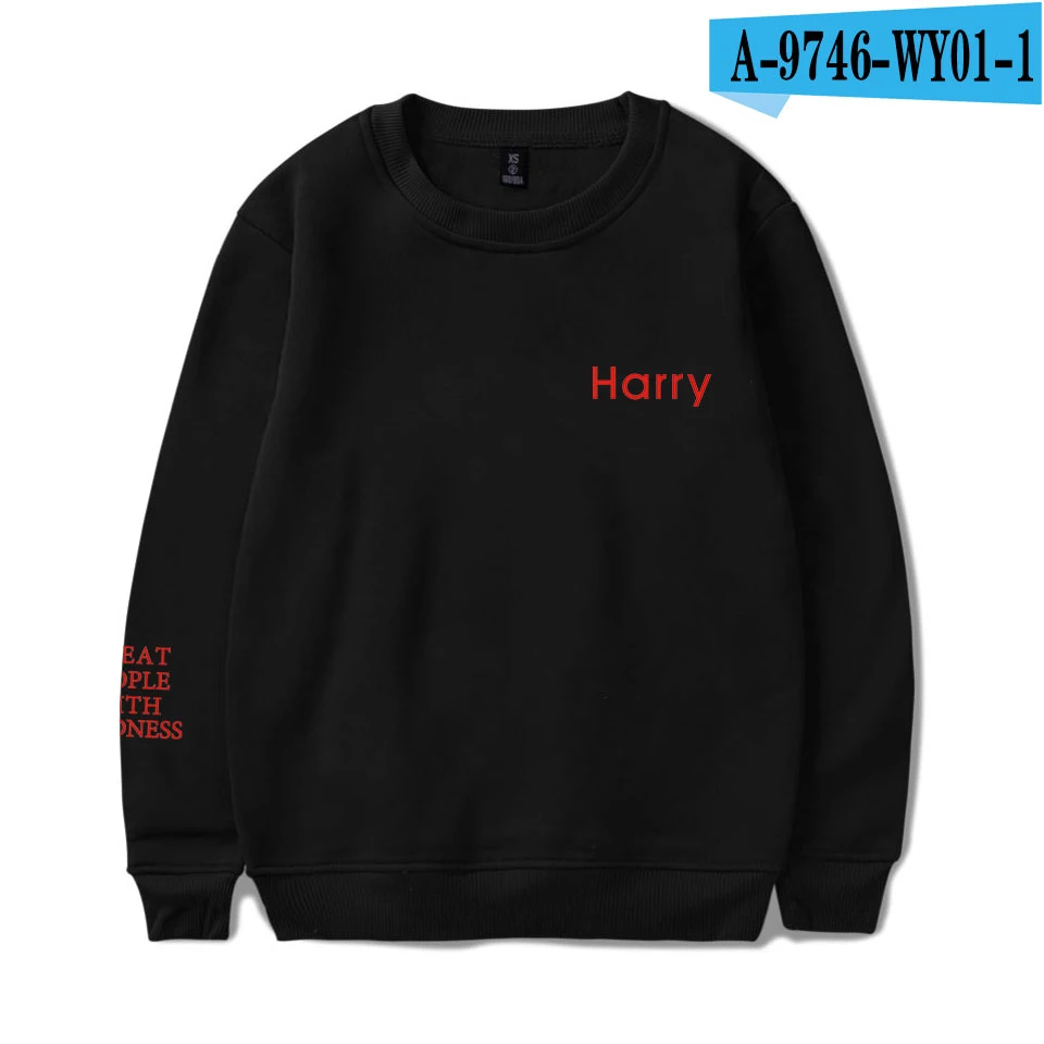 VAGROVSY Harry Styles пуловеры для женщин и мужчин Гарри обрабатывать людей с добротой письмо толстовки популярные хип-хоп толстовки - Цвет: black
