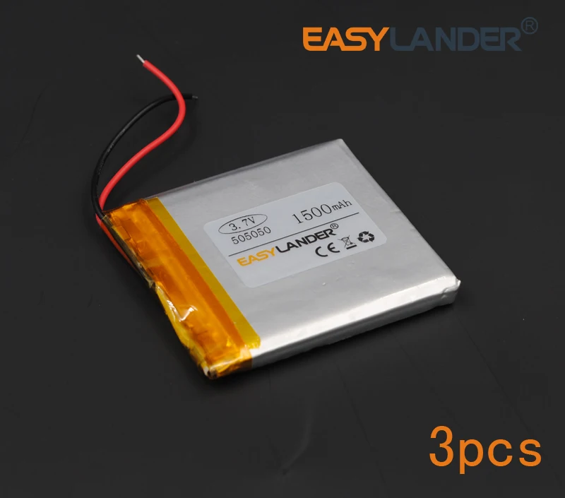 

3PCS/Lot 3.7V 1500mAh 505050 Rechargeable li Polymer Li-ion Battery For MP3 Mp4 PAD DIY bluetooth Vedio Tablet PC mobile 055050