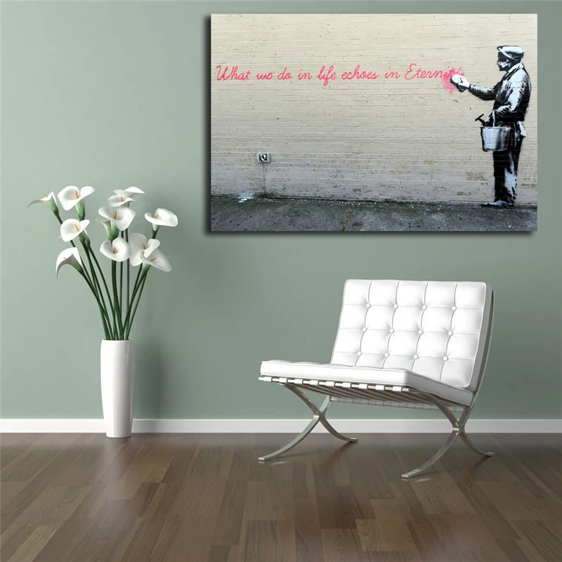 WHAT WE DO IN LIFE IN ETERNITY BY BANKSY WALL ART PRINT ON CANVAS PICTURES