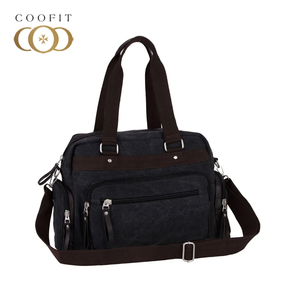 Best Coofit Mens Casual Washed Canvas Handbag Male Large Capacity Good Quality Crossbody Single Shoulder Bags Travel School Bag