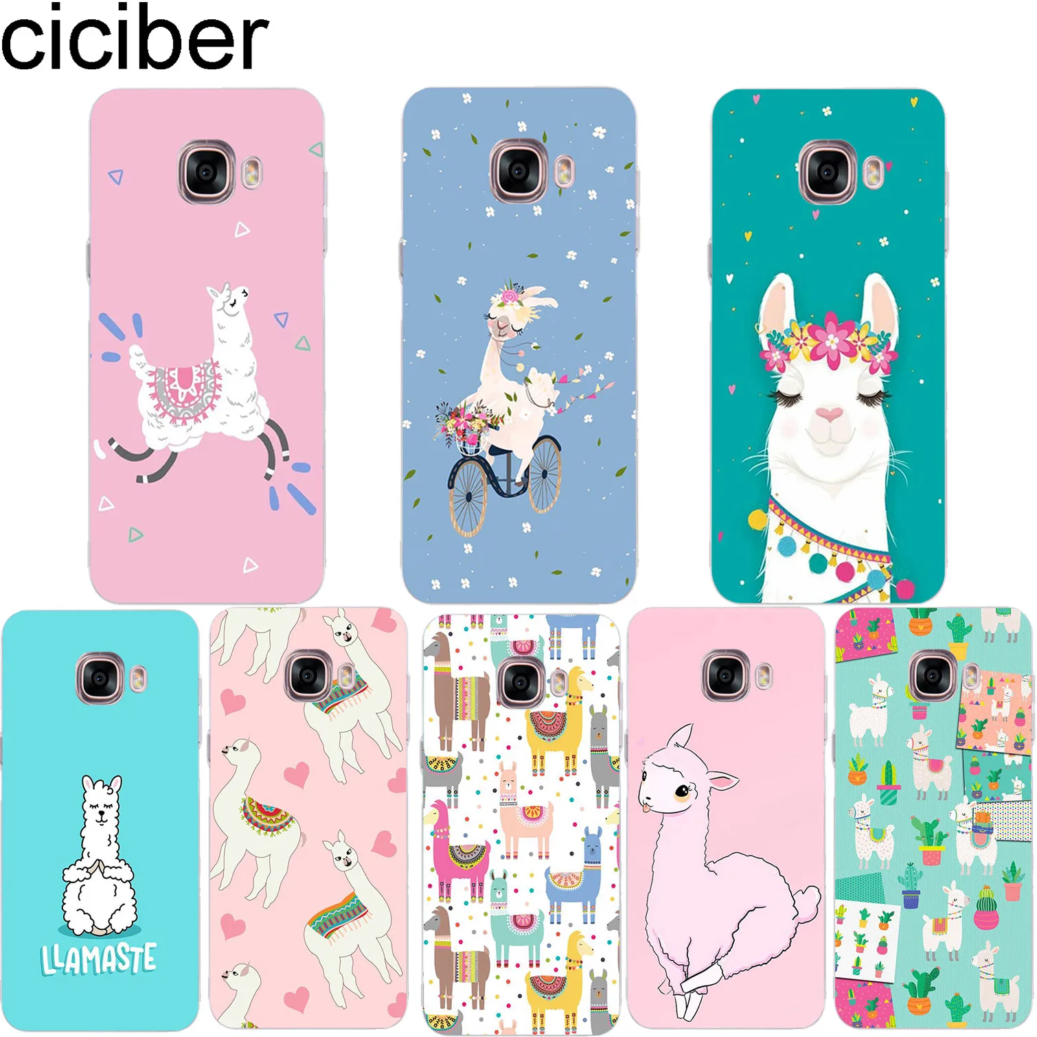

ciciber Cute Llama Animals Phone Case for Samsung Galaxy Note 9 8 3 4 5 Soft TPU Cover for Galaxy C7 C9 C8 C5 Pro 2017 Coque