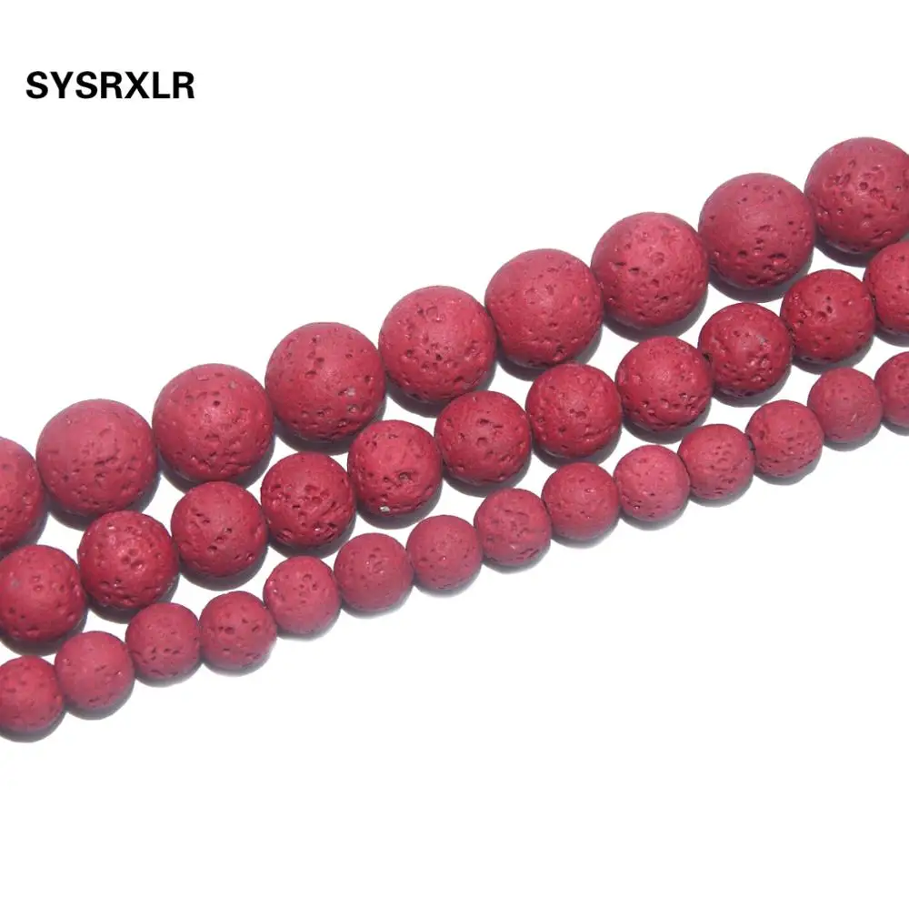

Free Shipping Natural Stone Red Rock Lava Beads 6/8/10 MM Round Loose Spacer Beads For Jewelry Making DIY Bracelet Necklace
