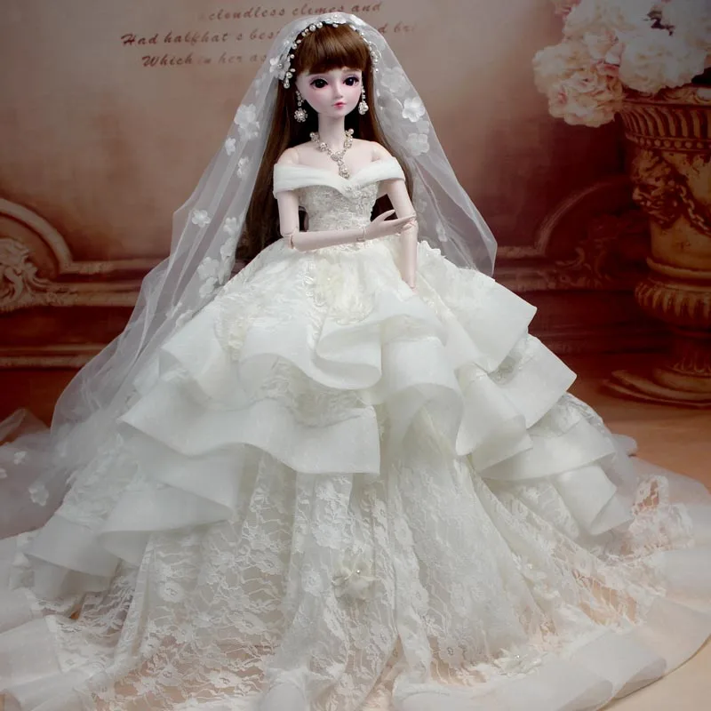 

Bridal Bunny BBGirl Sd Doll Bjd Doll Handmade Make-up Wedding Dress Doll Full Joint Princess Girls Children Creative Gifts