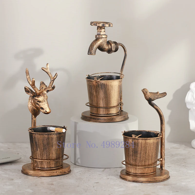 

Nordic Retro metal ashtray Home Decorative ornaments living room office Multi-functional ornament metal ashtray cigar ashtry