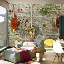 Пользовательские 3D Настенные обои ложка для специй еда обои Ресторан Кухня Кофе фоновые обои для магазина Papel де Parede 3D