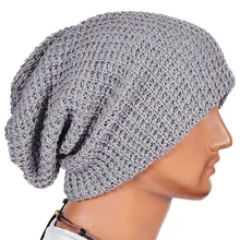 Мужская Мода Вязание Громоздкая Сумка Beanie Cap Багги Вертикальная Полоса Теплая Зимняя Шапка