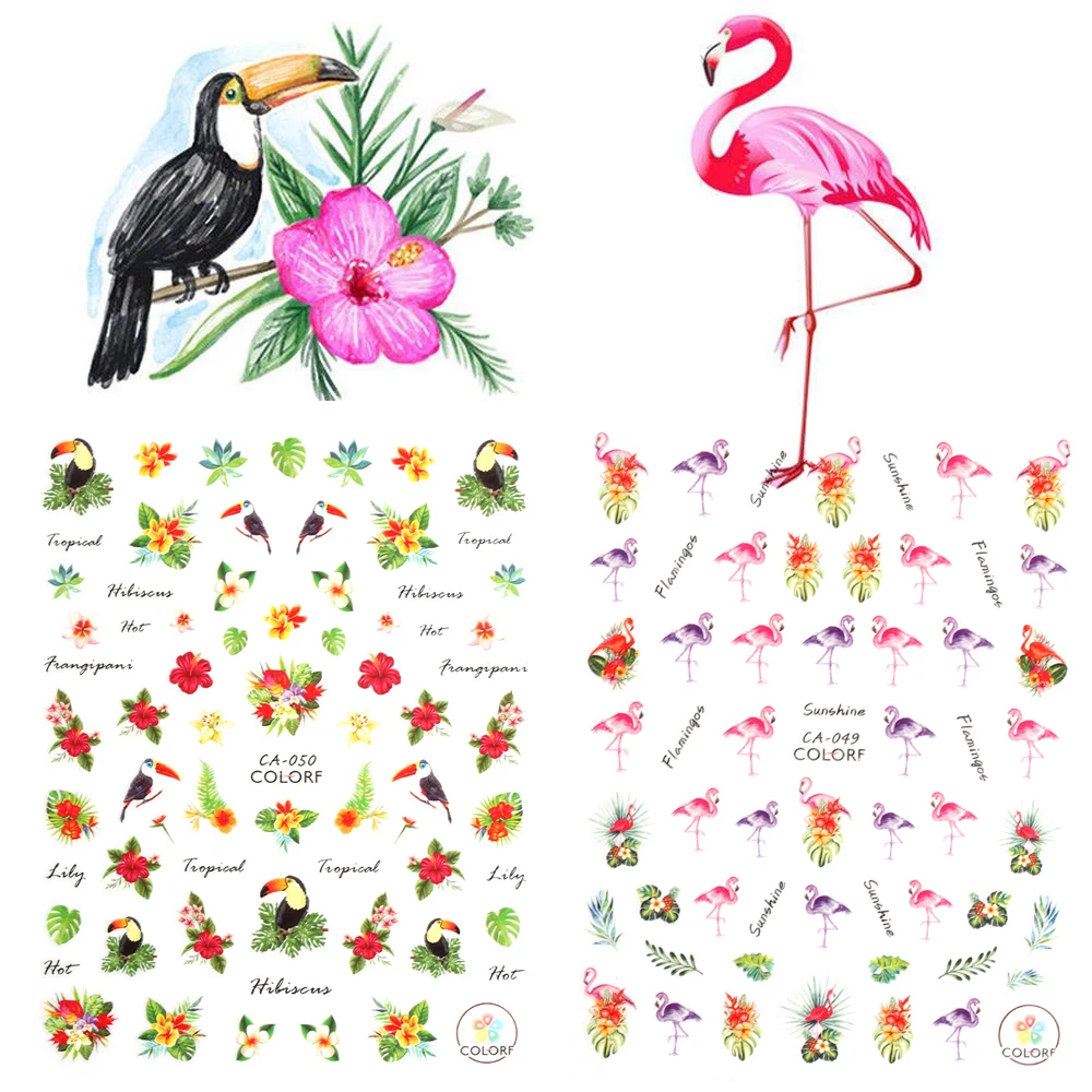 

1 Sheet Cute 3D Unicorn Flamingo Nail Sticker Colorful Rainbow Star Heart Adhesive Nail Decal DIY Beauty Nail Art Tools Dec