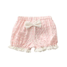 Summer Cute Baby Girl Bow Plaid Pattern Cotton Short Pants Toddler Casual Bottoms Lovely Clothing 0-2Y Newborn Baby Clothes
