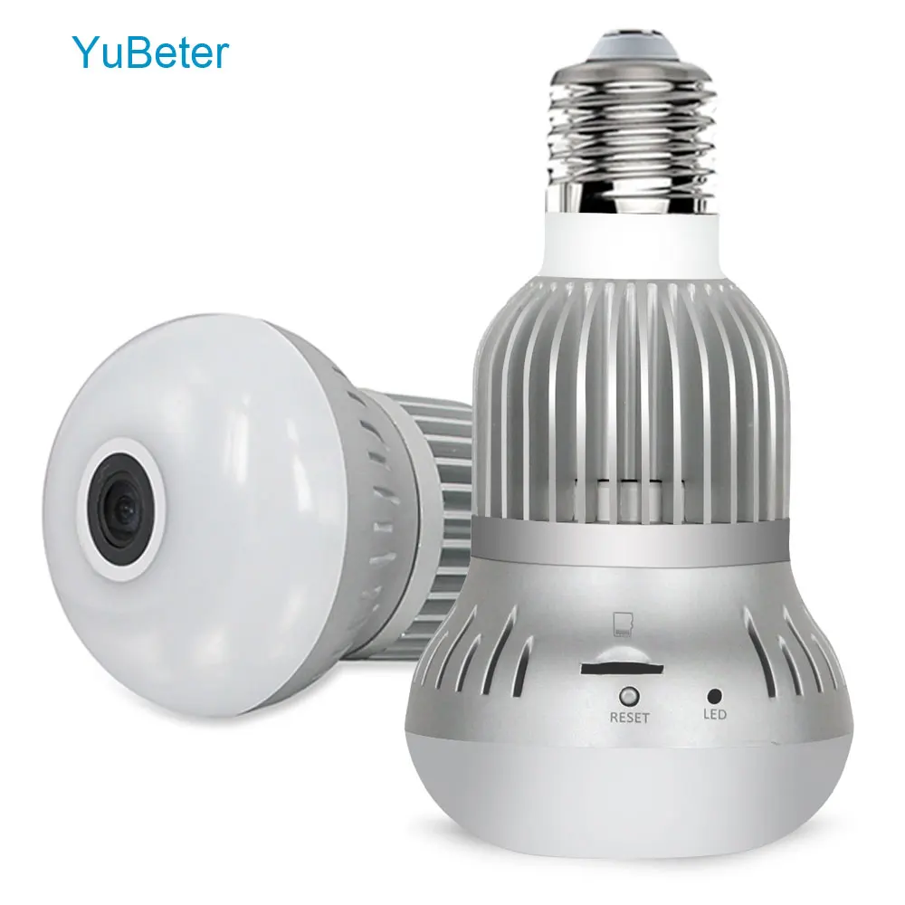 

YuBeter 1080p 360 Panoramic Wifi Camera Lamp Bulb Mini Infrared Camera Fisheye Home Security Wireless Surveillance Two Way Audio