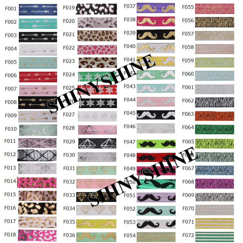 

1344 style printed pattern 5/8" fold over elastic bands FOE girls hair tie accessories webbing headband 100yards/color/roll LC02
