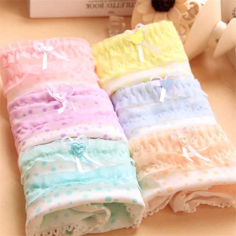 Dot Lace Ruffles Briefs Underwear Bow Panties Girls Breathable Young Women Lingerie Teenage Underpants Lovely Panties For Girl Dot Lace Ruffles Briefs Underwear Bow Panties Girls Breathable Young Women Lingerie Teenage Underpants Lovely Panties For Girl