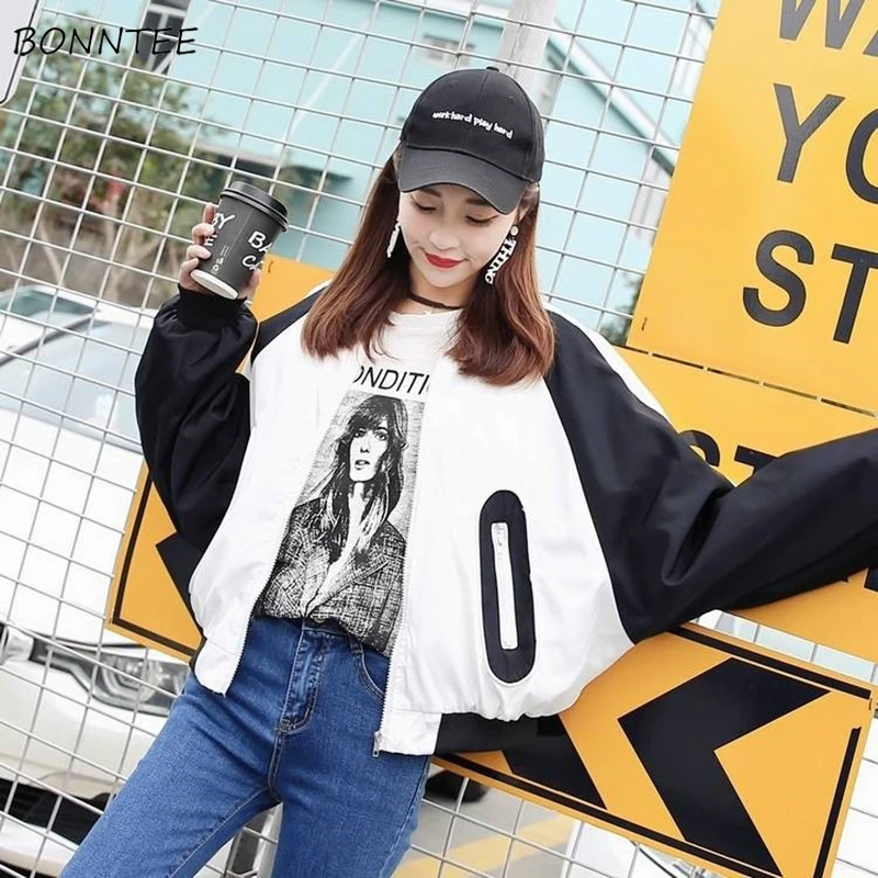 Jackets Women Students Streetwear Korean Style New Loose Print Harajuku Thin All-match High Quality Womens Clothing Chic Casual