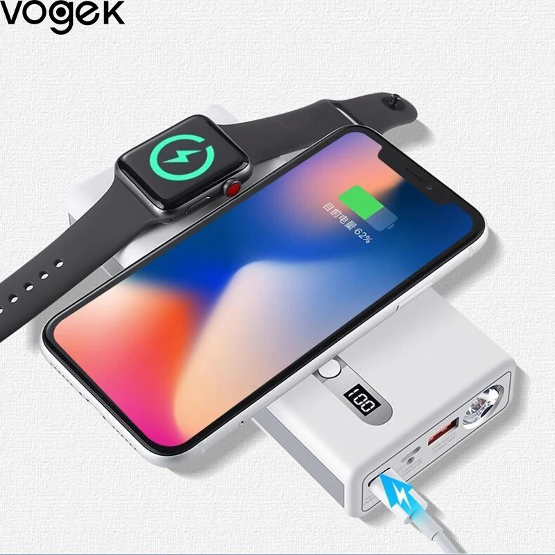  VOGEK Wireless Power Bank 20000mAh Qi Fast Wireless Charger for Phone USB Type-c for Mackbook Exter