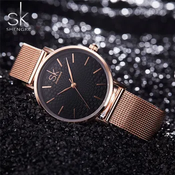 

SHENGKE SK Top Luxury Brand Fashion Women Watches For Women Wristwatch Minimalist Stainless Steel Wrist Watch Female Clock 2018