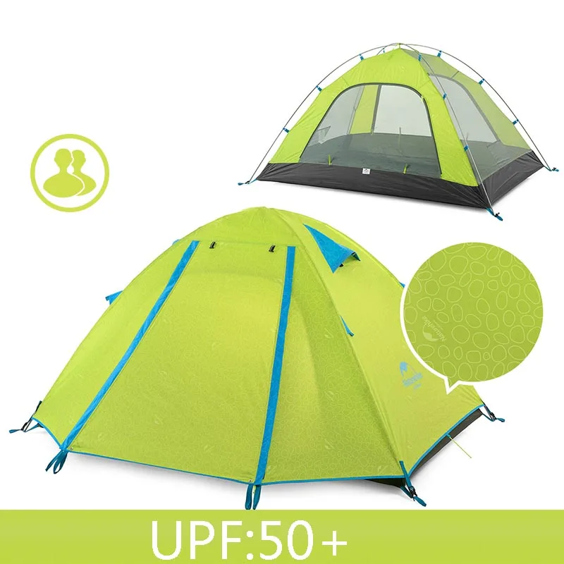 NatureHike P Series Classic Camping Tent 210T Fabric For 2 Persons NH15Z003-P - Цвет: green UPF50