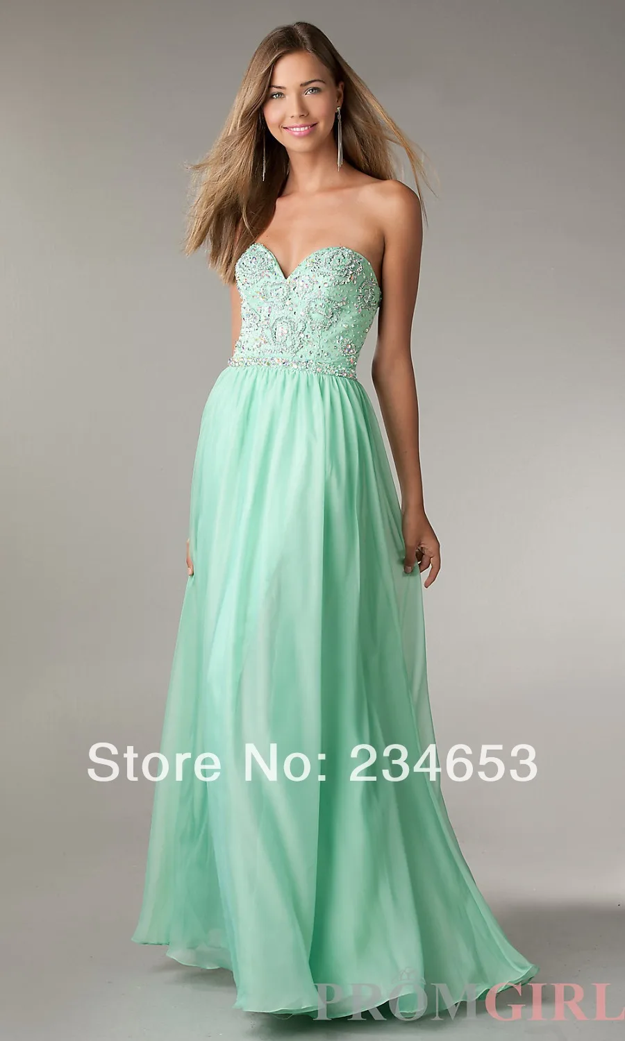 2014 Sexy Sweetheart Beaded Chiffon Long A-line Prom Dresses with Open Back Formal Pageant Gown | Свадьбы и торжества