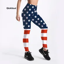 Qickitout Летние Стильные женские леггинсы фитнес леггинсы американский флаг, звезды и полосы леггинсы с высокой талией и принтом тренировочные штаны S-4XL