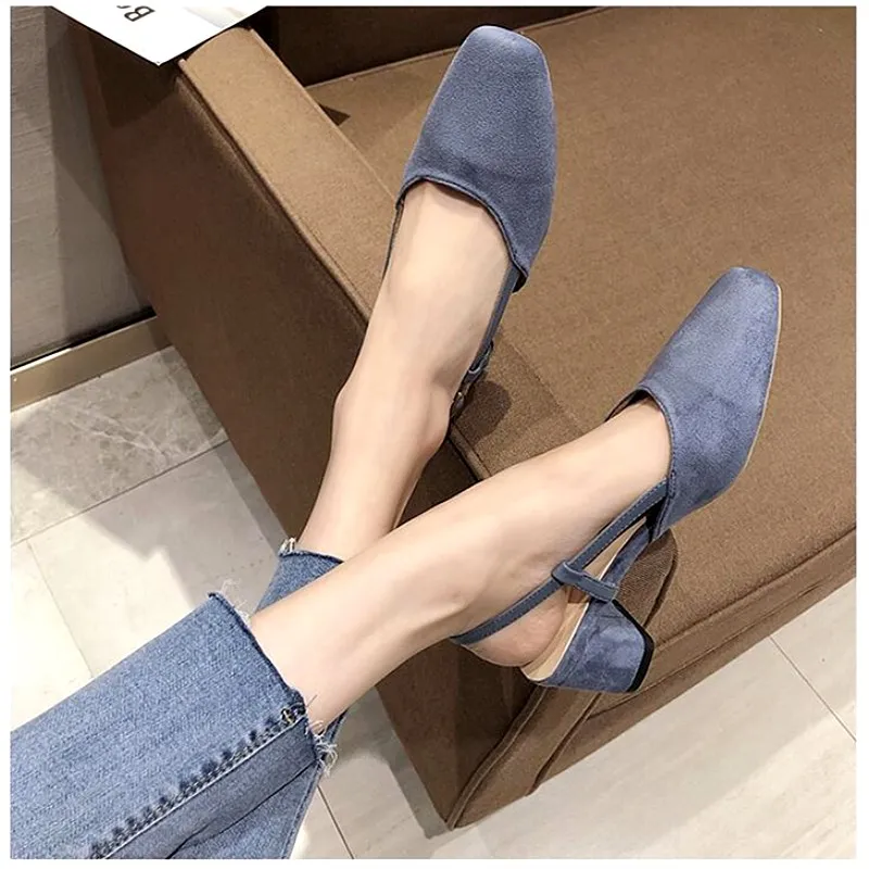 

EOEODOIT 5 CM Square Toe Pumps Fashion Stylish Med Square Heel OL Shallow Mouth Women Summer Sandals Autumn Chunky Heels Shoes