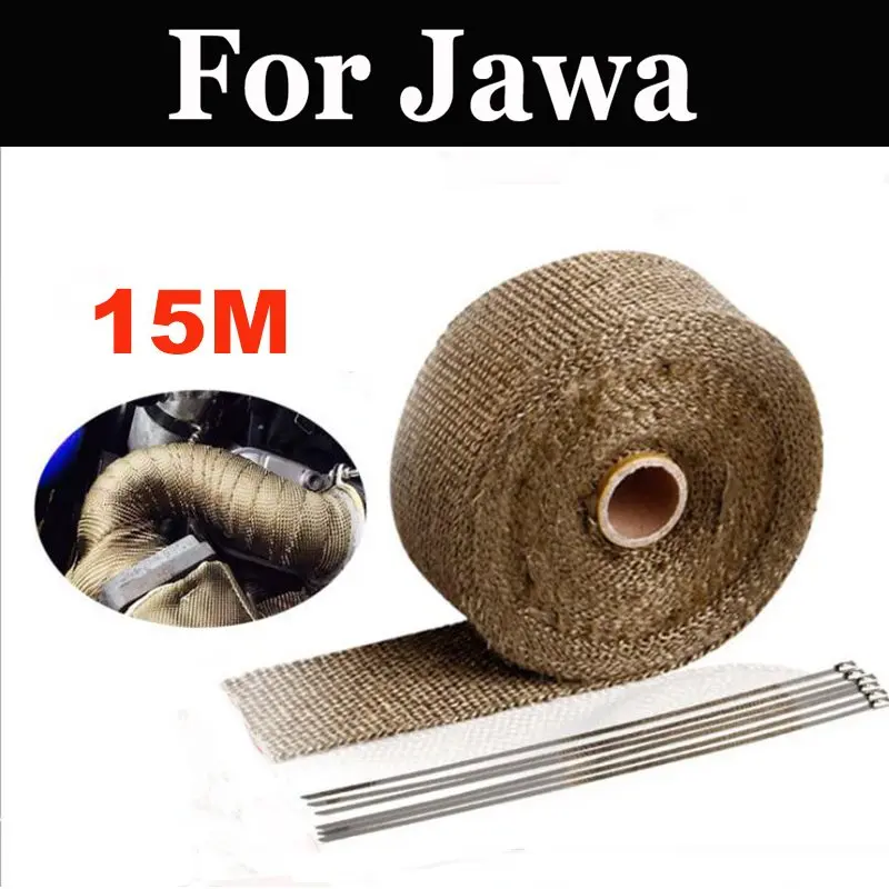 

15m Motorcycles Exhaust Duct Tape Anti-Hot Wrap Heat Downpipe Insulation Cloth Roll For Jawa 420 Prototype 500r 638 640 550