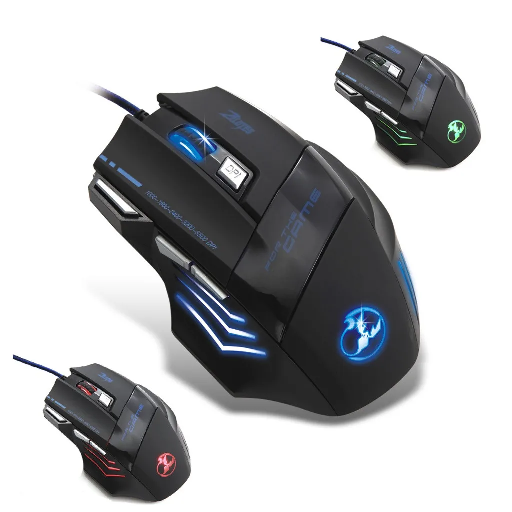 New 5500 DPI 7 Buttons USB LED OptIcal Wired Gaming Game Mouse Mice For Office Computer PC#T3